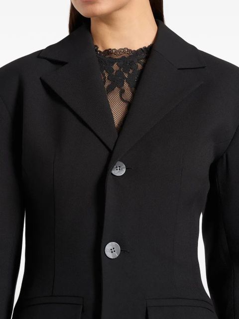 Manière De Voir Claire marble-button wide-shoulder blazer - Black