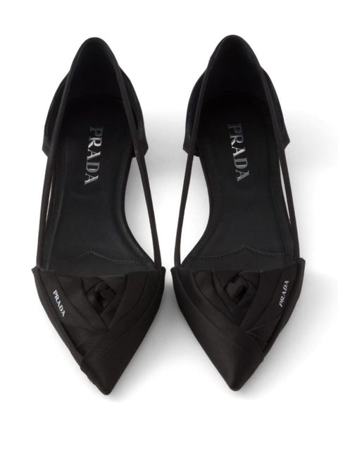 Prada satin-finish cut-out ballerina shoes - Black