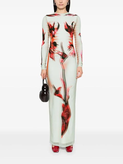 Jean Paul Gaultier double-layered printed maxi dress - Green - zdjęcie produktu nr 2