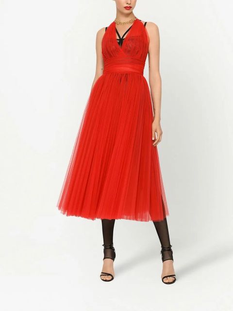 Dolce & Gabbana tulle halterneck midi dress - Red