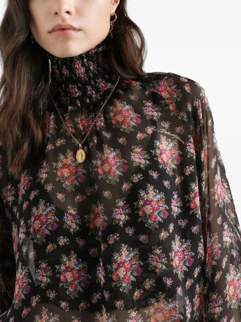 Dolce & Gabbana ruffled floral blouse - Black