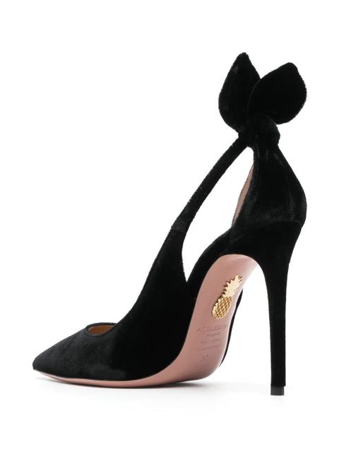 Aquazzura Bow Tie 105mm velvet pumps - Black