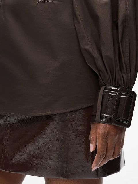 Karl Lagerfeld bluzka damska kolor brązowy gładka A4W11013