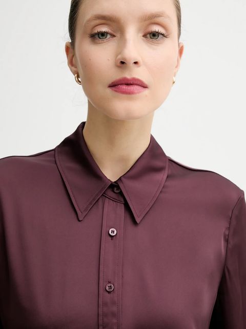 Guess koszula CONCETTA damska kolor bordowy regular z kołnierzykiem klasycznym W5YH03 WF1T2