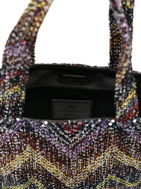 Missoni mini Caperdoni sequin chevron tote bag - Black