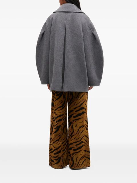 GANNI balloon-sleeves double-breasted coat - Grey