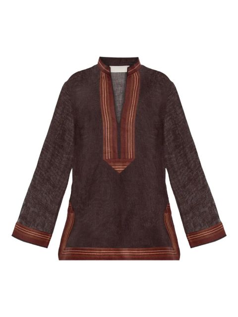 Tory Burch striped-detail blouse - Brown - zdjęcie produktu nr 1