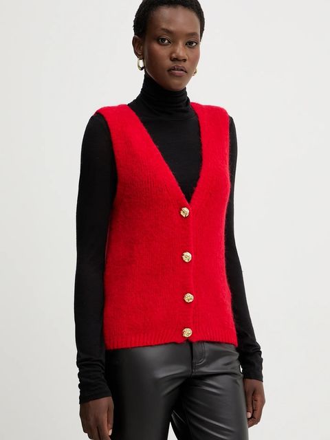 Morgan kamizelka z domieszką wełny damski kolor czerwony MROUGE