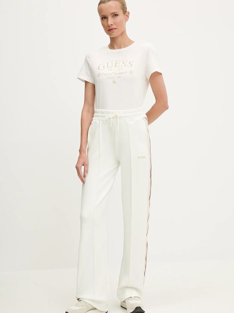 Guess spodnie dresowe YARROW damskie kolor beżowy z nadrukiem V5GB12 KCRU2 - zdjęcie produktu nr 2