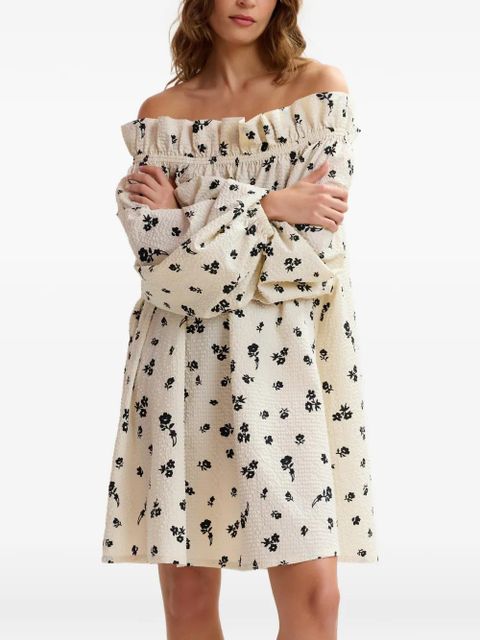 Essentiel Antwerp floral-print ruffled mini dress - White