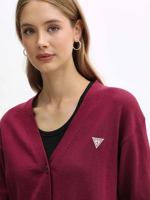 Guess Jeans kardigan z domieszką wełny kolor bordowy lekki W4BR16 Z3HO2