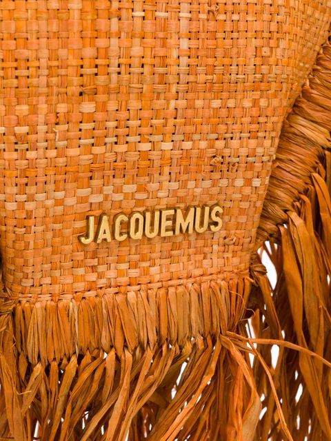 Jacquemus raffia fringe tote - Orange