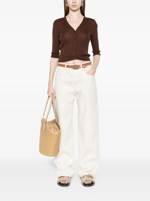 TWINSET V-neck ribbed cardigan - Brown - zdjęcie produktu nr 2