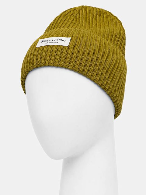 Marc O'Polo czapka bawełniana kolor zielony z cienkiej dzianiny bawełniana M09605901141