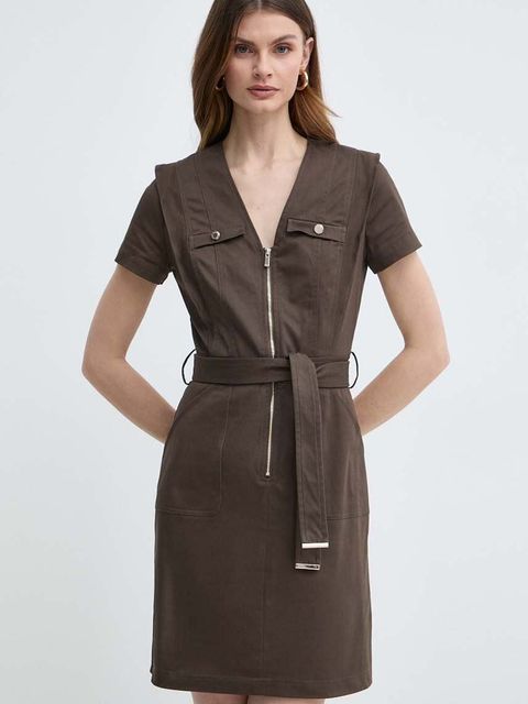 Morgan sukienka RISTI kolor zielony mini rozkloszowana