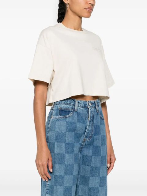 AMIRI embroidered-logo cropped T-shirt - Neutrals