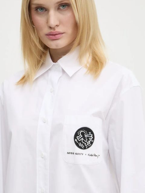 Miss Sixty koszula bawełniana 0 damska kolor biały regular z kołnierzykiem klasycznym 6L3XJ2380000