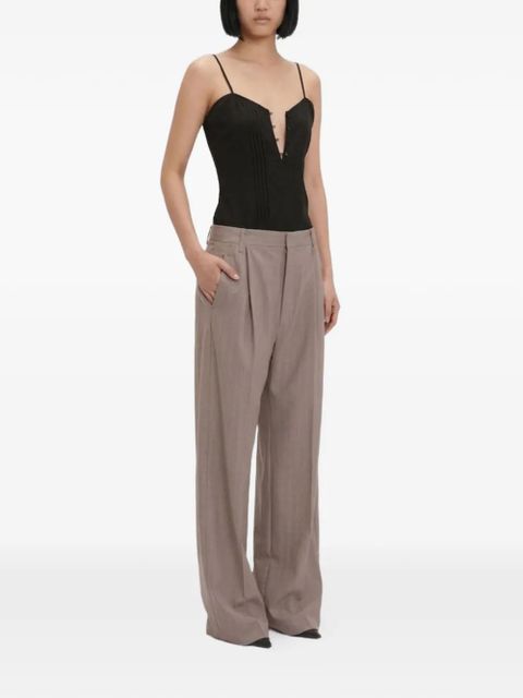 Victoria Beckham pleated straight-leg trousers - Neutrals