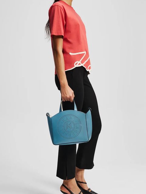 Karl Lagerfeld torebka skórzana K/CIRCLE kolor niebieski A1W30058 - zdjęcie produktu nr 2