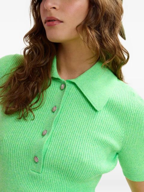 Essentiel Antwerp ribbed polo top - Green