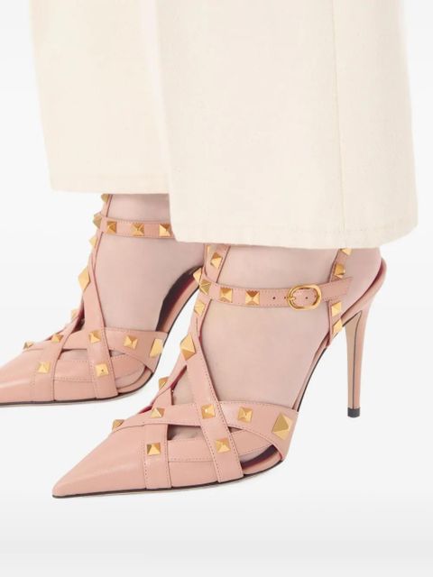 Valentino Garavani 100mm Rockstud-embellished leather pumps - Pink
