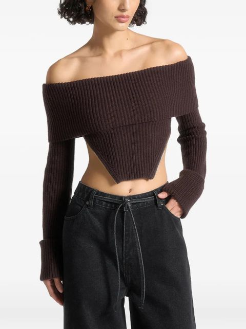Manière De Voir bardot-neckline sweater - Brown - zdjęcie produktu nr 1