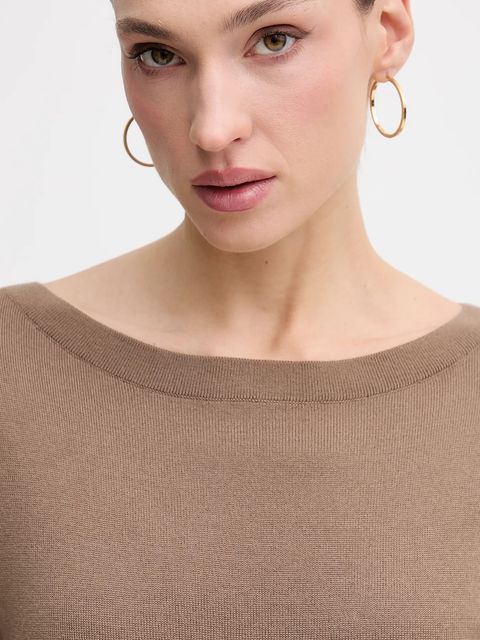 Sisley sweter wełniany damski kolor brązowy lekki 11BAM1A48