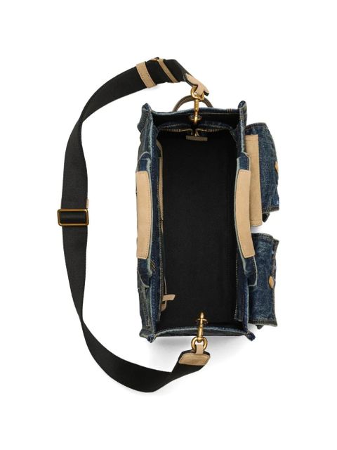 Marc Jacobs medium The Denim suede-pocket tote bag - Blue