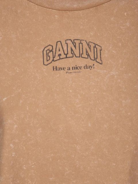GANNI washed effect longsleeve T-shirt - Neutrals