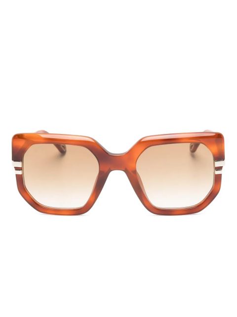 Chloé Eyewear geometric-frame sunglasses - Brown - zdjęcie produktu nr 1