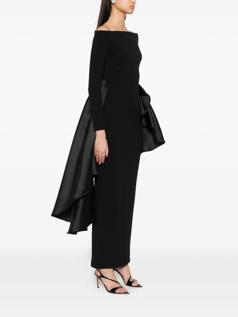 Solace London Kiana off-shoulder draped-detail maxi dress - Black