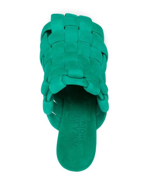 A.W.A.K.E. Mode 95mm Wilma suede mules - Green