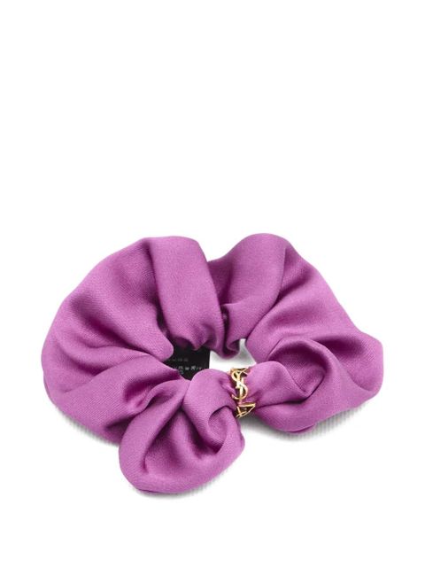 Saint Laurent twisted cassandre ring-detail silk scrunchie - Purple