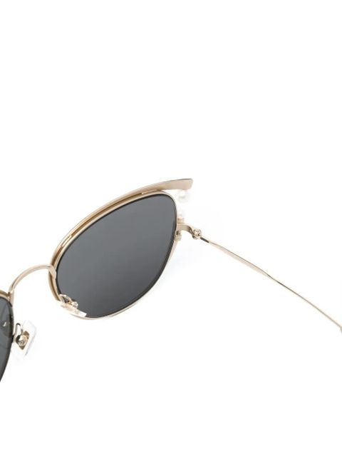 Miu Miu Eyewear faux-pearl cat-eye frame sunglasses - Black