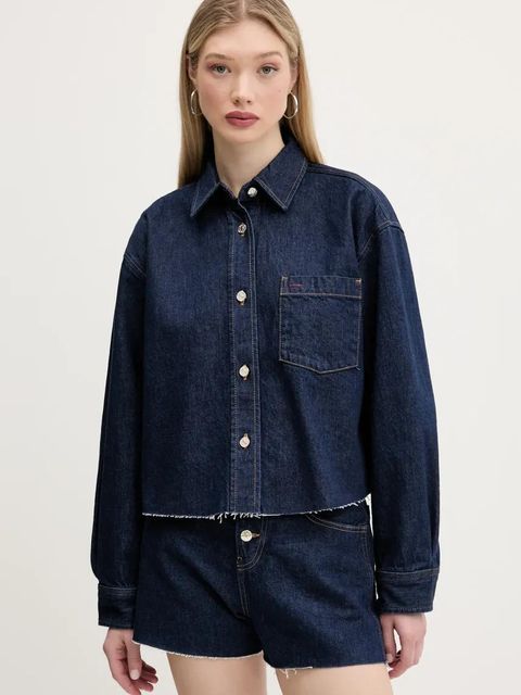 Tommy Jeans kurtka jeansowa kolor granatowy przejściowa oversize DW0DW20567 - zdjęcie produktu nr 1