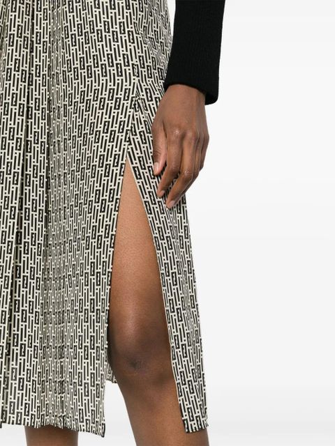 FENDI graphic-print silk midi skirt - Neutrals