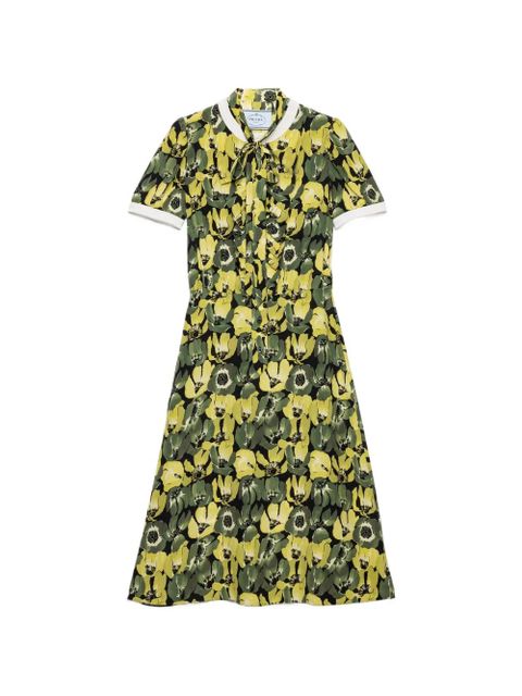 Prada printed crepe de chine dress - Yellow - zdjęcie produktu nr 1