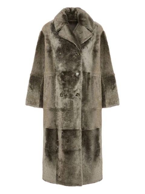 Yves Salomon double-breasted patchwork coat - Grey - zdjęcie produktu nr 1