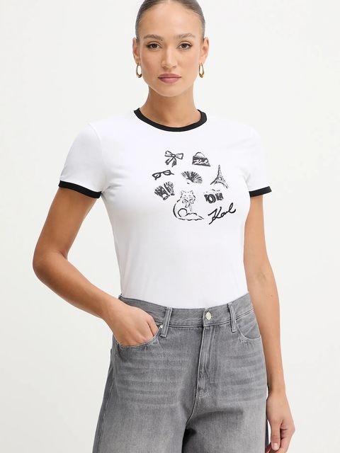 Karl Lagerfeld t-shirt bawełniany damski kolor biały B1W17027 - zdjęcie produktu nr 1