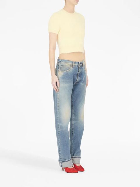 Maison Margiela short-sleeve knitted crop top - Yellow