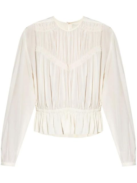 ISABEL MARANT Gelina gathered blouse - Neutrals - zdjęcie produktu nr 1