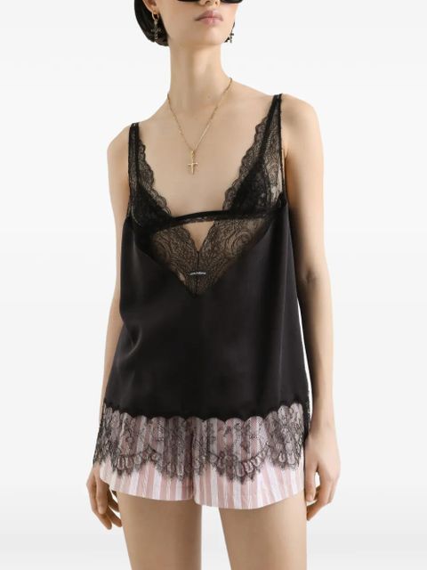 Dolce & Gabbana Silk Satin Top - Black