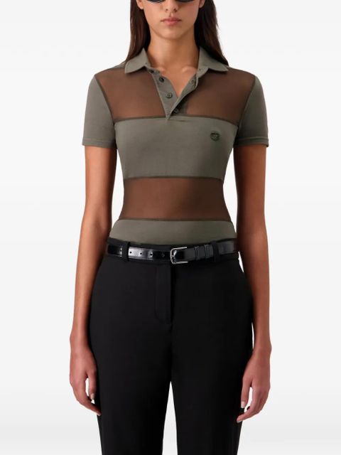 Coperni sheer striped button polo shirt - Green