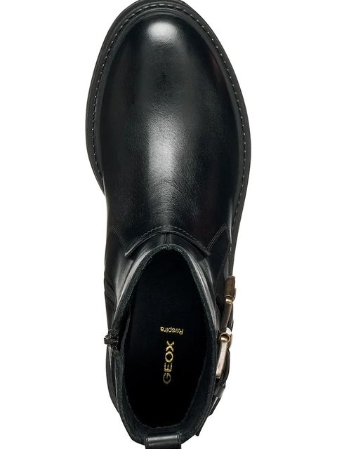 Geox botki skórzane D IRIDEA damskie kolor czarny na płaskim obcasie D36HRC 00043 C9999