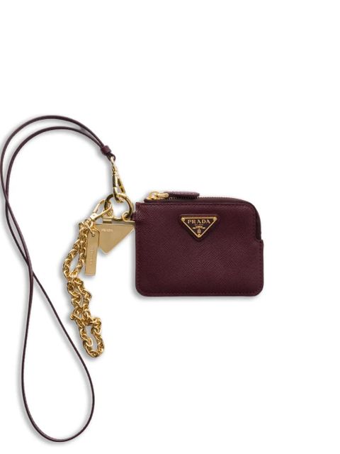 Prada Saffiano leather card holder with shoulder strap - Purple - zdjęcie produktu nr 1