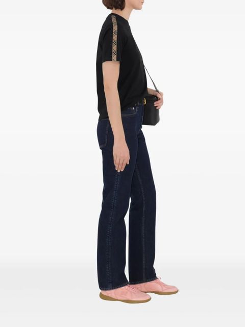 Burberry check-trim cotton t-shirt - Black