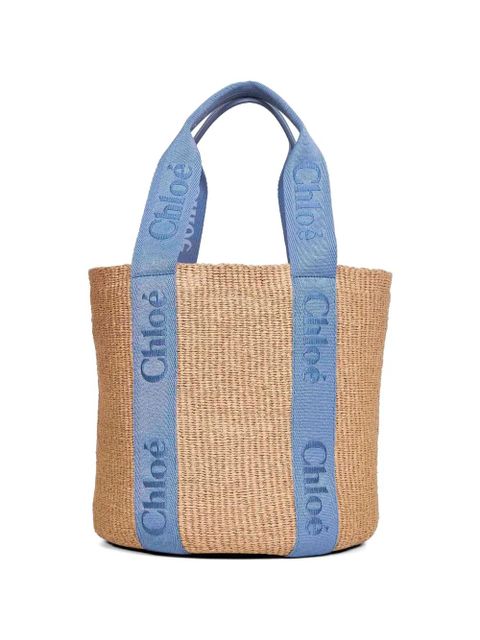 Chloé large Woody tote bag - Blue - zdjęcie produktu nr 2