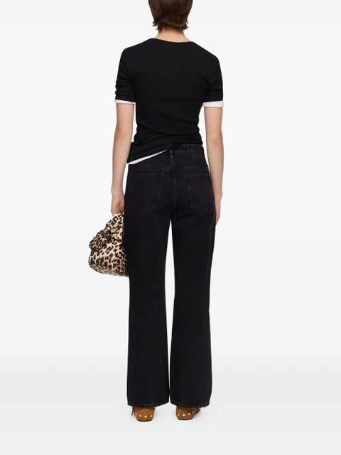 GANNI Betzy cropped flared jeans - Black