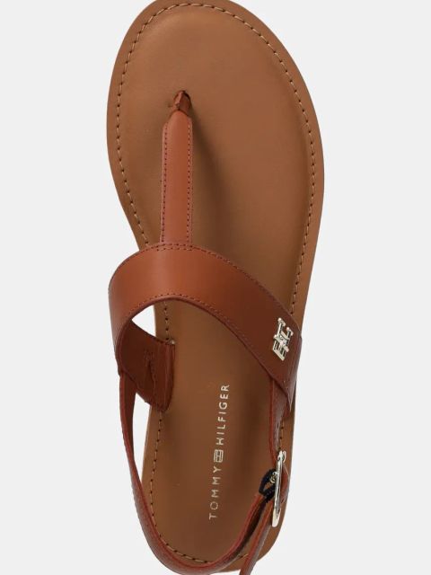 Tommy Hilfiger sandały skórzane LEATHER THONG SANDAL damskie kolor brązowy FW0FW08505
