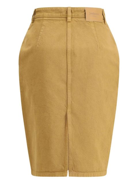 Saint Laurent rear-slit cotton midi skirt - Yellow - zdjęcie produktu nr 1